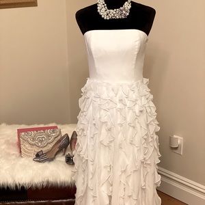 Brand New White Chiffon Ruffled Evening Gown